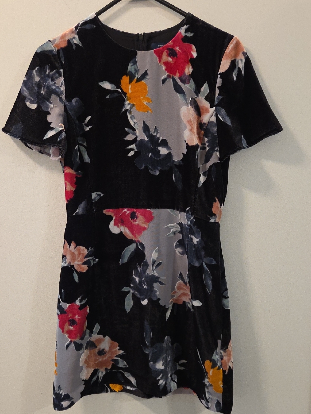 French Connection floral velvet mini sheath dress